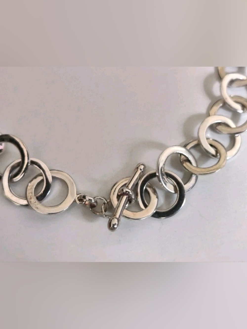 Interlocking Sterling Silver 925 Chocker Necklace By designer David Sigal - Picture 7 of 10